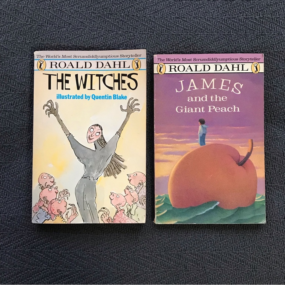 Vintage Roald Dahl The Witches 1985 James and the Giant Peach Penguin 1961